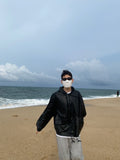Over Leather Hood Jacket