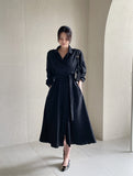 Chestnut Pintuck Collar Shirt Long One Piece (Strap Set)