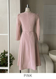 Meisha tweed ribbon flare one piece