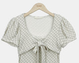 Cookin Check Ribbon Short Sleeve T-shirt