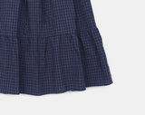 Kamming seersucker check tiered banding midi skirt