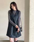 Cadell Layered See-Through Polar T-Shirt and Leather One Piece Set