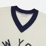 New York color matching v-neck knit