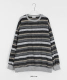 [unisex] Ekkoi Stripe Fleece Over Sweatshirt