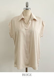 Roan Open Collar Cap Sleeve Blouse