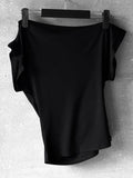 Drape Boat Neck One Shoulder Off Tee