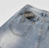 Back Pocket Point A-line Denim Skirt Shorts
