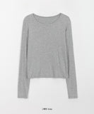 [BAONHAUS] [BASIC-ON] Zenas Basic Ribbed Round Long Sleeve Tee