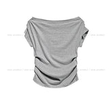 Bondi Drape Pintuck Off-Shoulder Short Sleeve