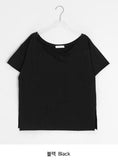 Haboil Loose Fit V-Neck Slub Short Sleeve Tee