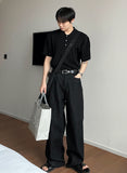 Normal black wide denim pants