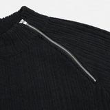 Linked Shoulder Zipper Ribbed Half-Neck Knit