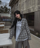 Mild Overfit Hooded Checkered Shirt