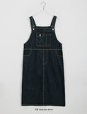 Makui Denim Suspender Long One Piece