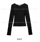Burnt V-neck Button Long Sleeve