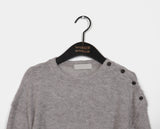 Miken shoulder slit button wool long sleeve T-shirt