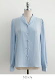 Rund shawl collar puff blouse