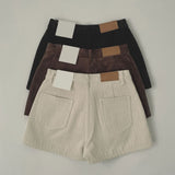 Corduroy Brushed Vertical Stripe A-line Winter Shorts