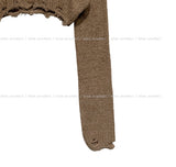 Damage Crop V-neck Cardigan