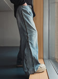 Hidden Track Zipper Wide Denim Pants