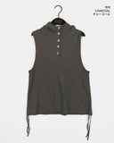 Arrit hippie button side shirring hooded sleeveless