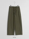 [unisex] Mubone Summer Stripe Linen Banding Wide Pants