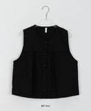 Onta nylon shirring layered sleeveless blouse