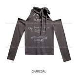 Mood Scarf Lettering Slit Long Sleeve