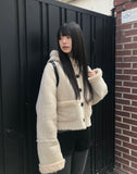 [MADE/Brushed Lining] Harbin Fluffy Suede Mustang Hood Short Coat