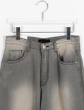 Cotton gray washing denim pants