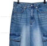 Wide cargo denim pants