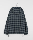 [unisex] Yumei String Hood Over Check Shirt