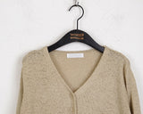 Belky half button henley neck boucle long sleeve knit