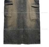 Work strap maxi denim skirt