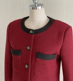 Royel color matching tweed short jacket