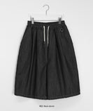 [unisex] Whiyo Keyring Raw Denim Banding Bermuda Pants