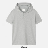 Dates Henley Neck Short Sleeve Hoodie