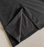 Cre wool pin tuck H-line slit long skirt (belt set)