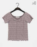 Butting Shirring V-neck Short Sleeve T-shirt