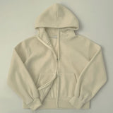 Two-Way Fleece High Neck Thick Hood Zip-Up