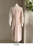 Robarue Shirred Collar Color Matching One Piece