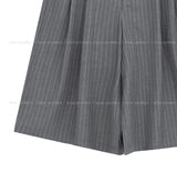 Poly Stripe Bermuda Slacks (+Belt Set)