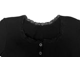 Hail Lace Cap Button Slim T-shirt