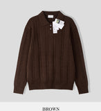 Lot cable button collar knit