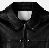 Star studded trackline leather jacket