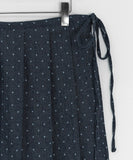 [BAONHAUS] Dendoru Ribbon Dot Raw Denim Pleats Wrap Skirt