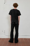 eyelet denim bootcut pants