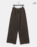 Holer strap banding two-way wide cotton long pants