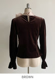 Coen Satin Tie Velvet Blouse