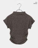 Horin Shirring Half Turtleneck Short Sleeve T-Shirt